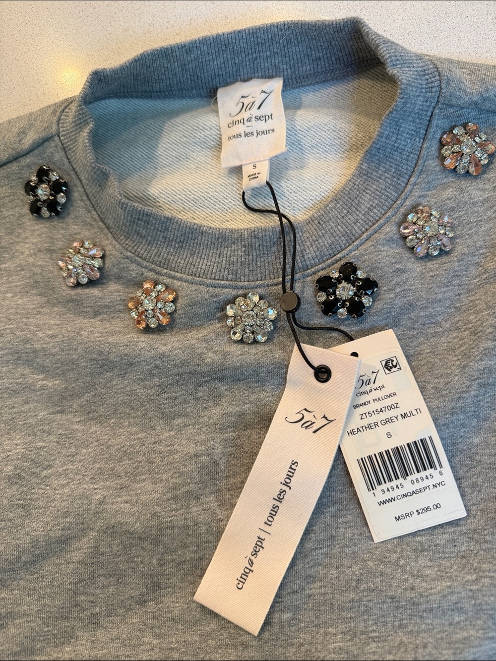 NWT Cinq a Sept Brandy Pullover Heather Grey Multi (S)